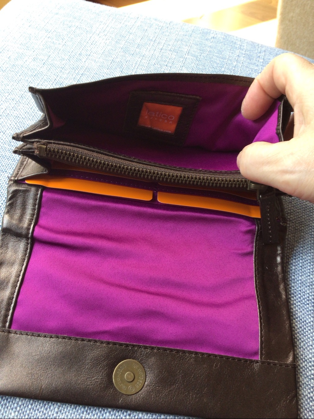 Latico Leather Eloise Wallet Handcrafted Full Grain Phone Zipper USA Brand - Picture 7 of 11